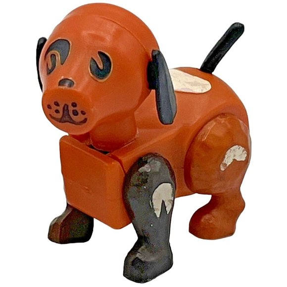 2 VTG Fisher Price Little People Farm BROWN & WHITE DOGS 1 Metal Rivet Dark Legs - Picture 4 of 8